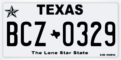 TX license plate BCZ0329