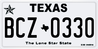 TX license plate BCZ0330