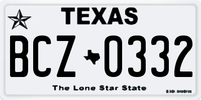 TX license plate BCZ0332