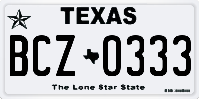 TX license plate BCZ0333