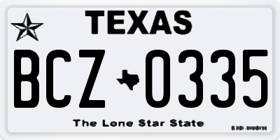 TX license plate BCZ0335