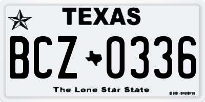 TX license plate BCZ0336