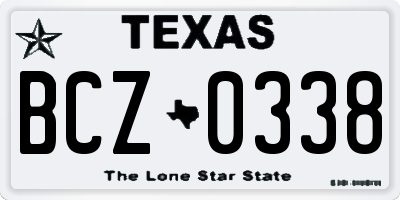 TX license plate BCZ0338