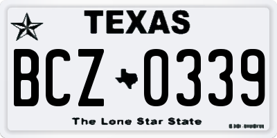 TX license plate BCZ0339