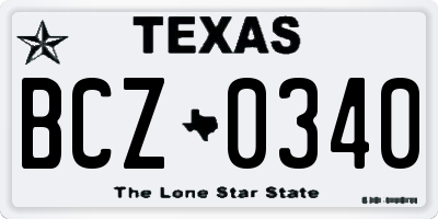 TX license plate BCZ0340