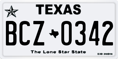 TX license plate BCZ0342