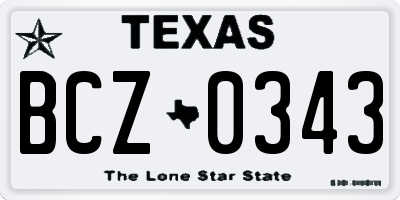 TX license plate BCZ0343