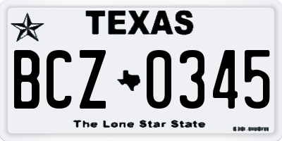 TX license plate BCZ0345