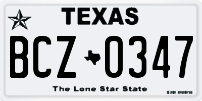 TX license plate BCZ0347