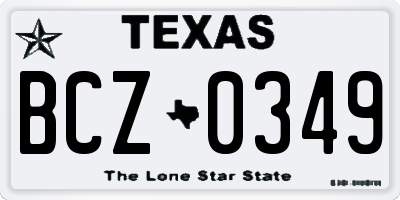 TX license plate BCZ0349