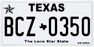 TX license plate BCZ0350