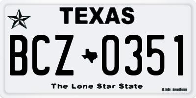 TX license plate BCZ0351