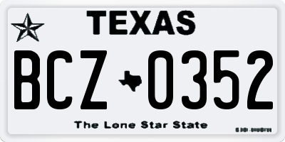 TX license plate BCZ0352