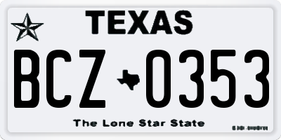 TX license plate BCZ0353