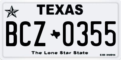 TX license plate BCZ0355