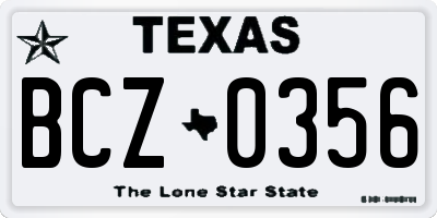 TX license plate BCZ0356