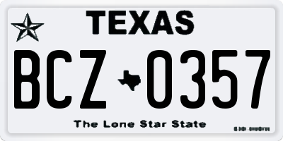 TX license plate BCZ0357