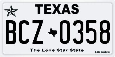 TX license plate BCZ0358