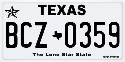 TX license plate BCZ0359