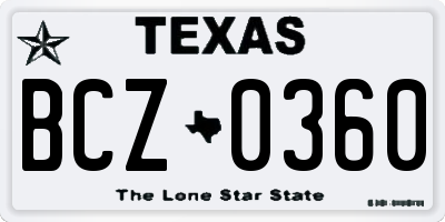 TX license plate BCZ0360