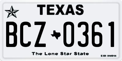 TX license plate BCZ0361