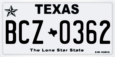 TX license plate BCZ0362