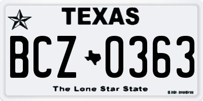 TX license plate BCZ0363