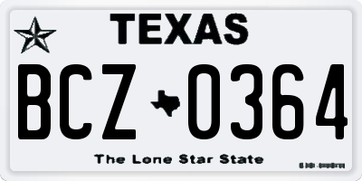 TX license plate BCZ0364
