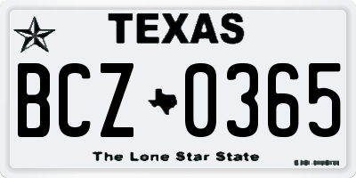 TX license plate BCZ0365
