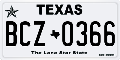 TX license plate BCZ0366