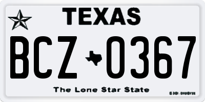TX license plate BCZ0367