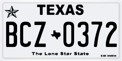TX license plate BCZ0372