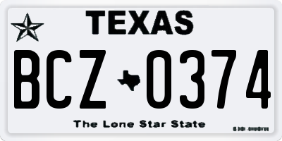 TX license plate BCZ0374