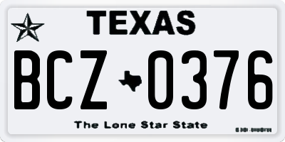 TX license plate BCZ0376