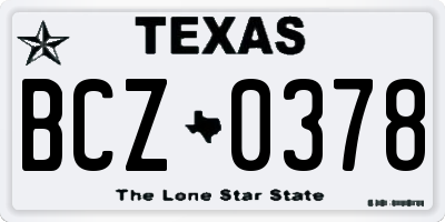 TX license plate BCZ0378