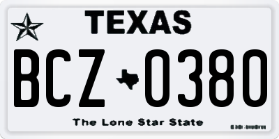 TX license plate BCZ0380