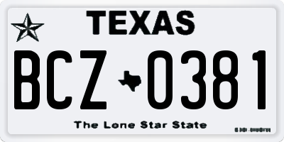 TX license plate BCZ0381