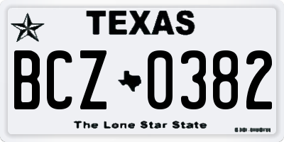 TX license plate BCZ0382
