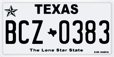 TX license plate BCZ0383