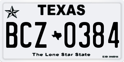 TX license plate BCZ0384