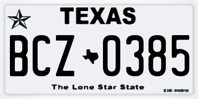 TX license plate BCZ0385