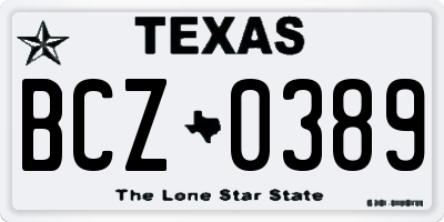 TX license plate BCZ0389