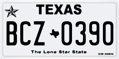 TX license plate BCZ0390