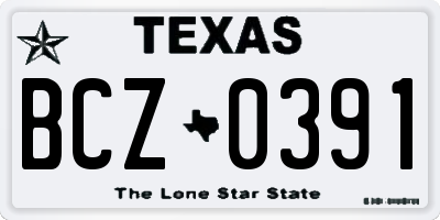 TX license plate BCZ0391