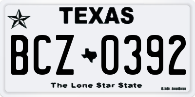 TX license plate BCZ0392