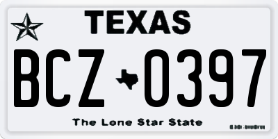 TX license plate BCZ0397