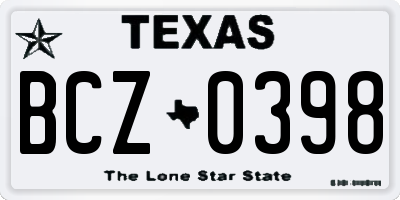 TX license plate BCZ0398