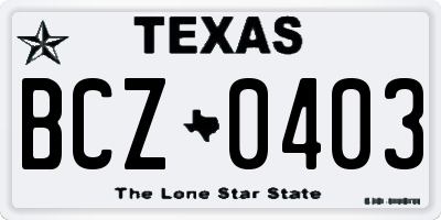 TX license plate BCZ0403