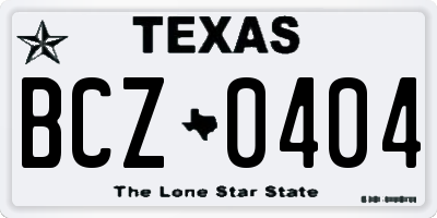 TX license plate BCZ0404
