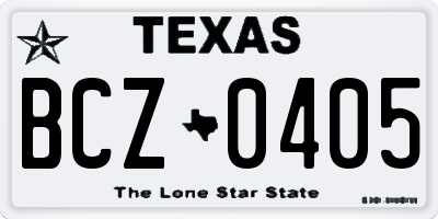 TX license plate BCZ0405
